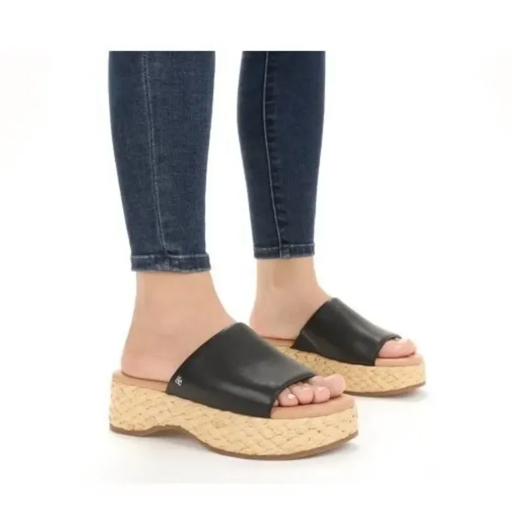 Women's SAM & LIBBY Black Ingrid Espadrille Slide Sandals Size: 7.5 - NWT